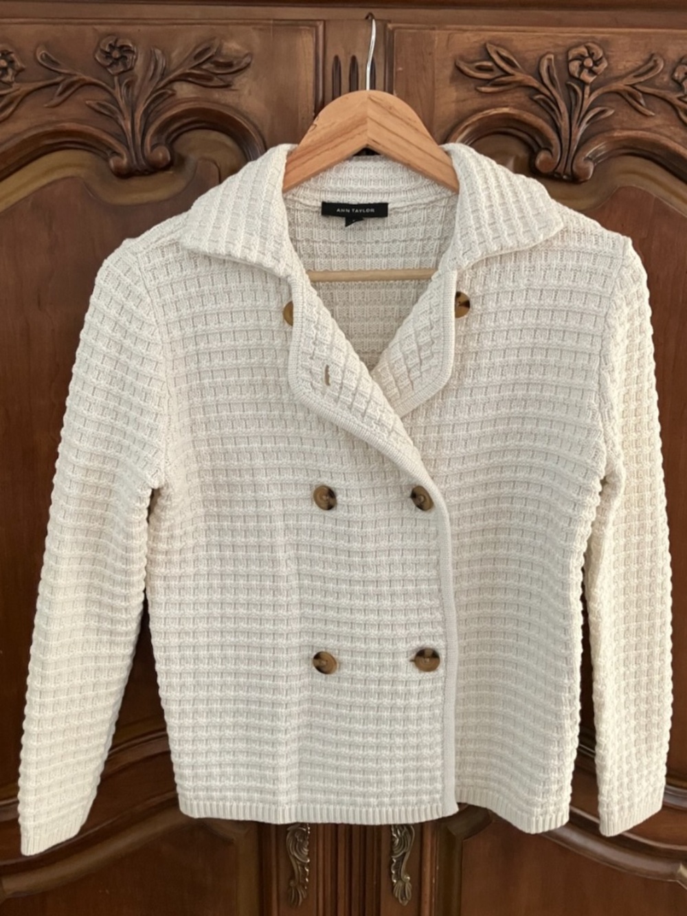 Ann Taylor | Textured Sweater Jacket | Winter White | XS